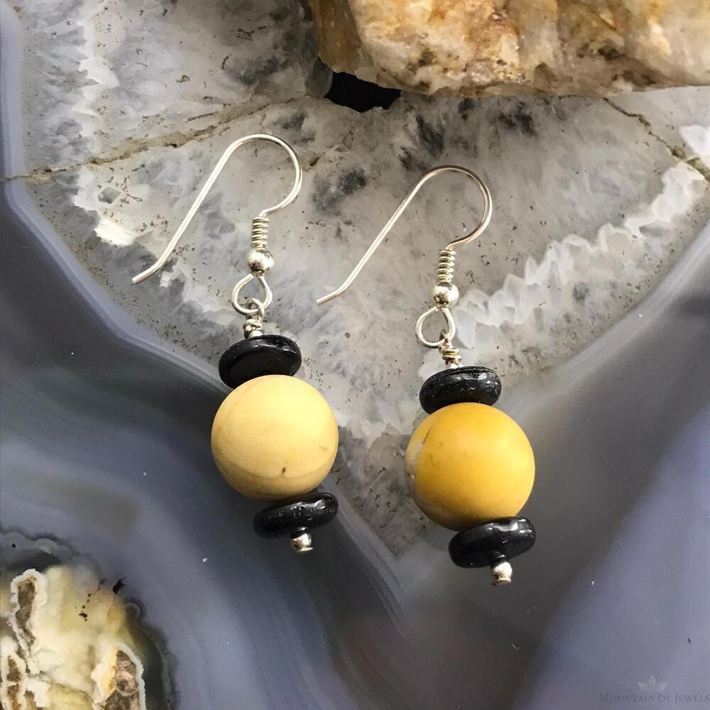 Carolyn Pollack Sterling Round Jasper & Onyx Disk Bead Dangle Earrings For Women